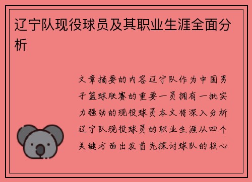 辽宁队现役球员及其职业生涯全面分析